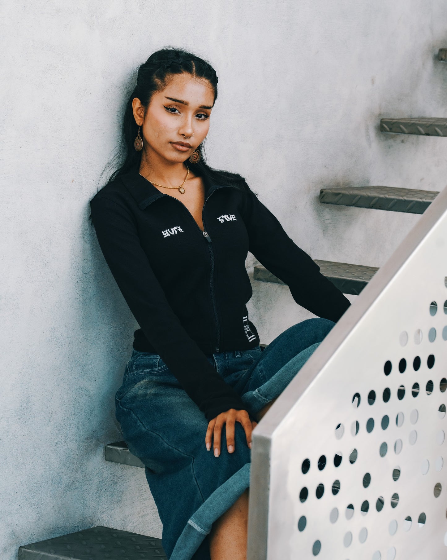 Midnight - Zipped Croptop