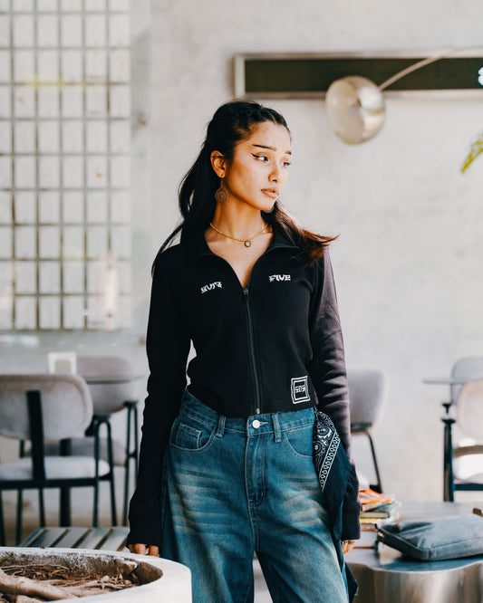 Midnight - Zipped Croptop