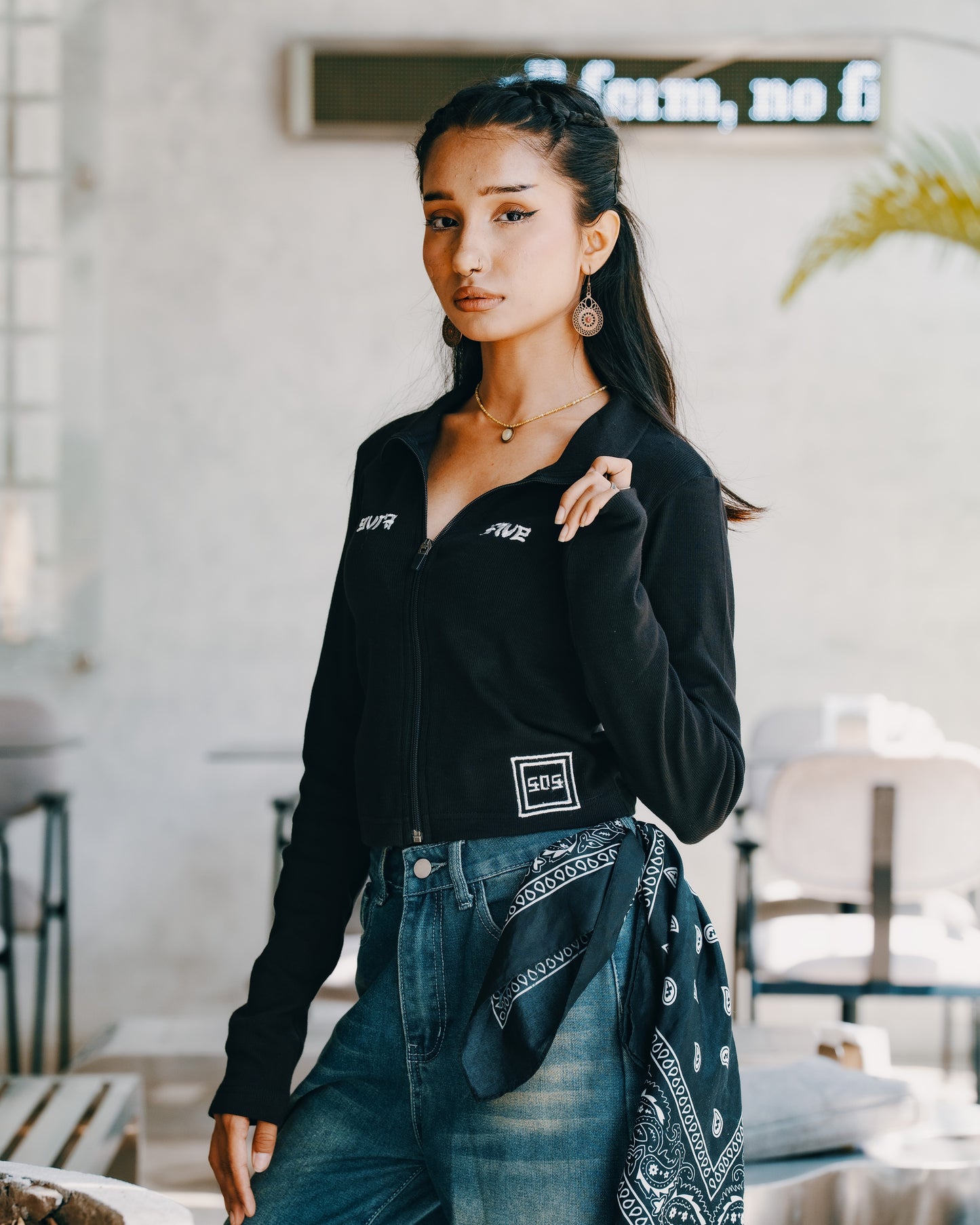 Midnight - Zipped Croptop